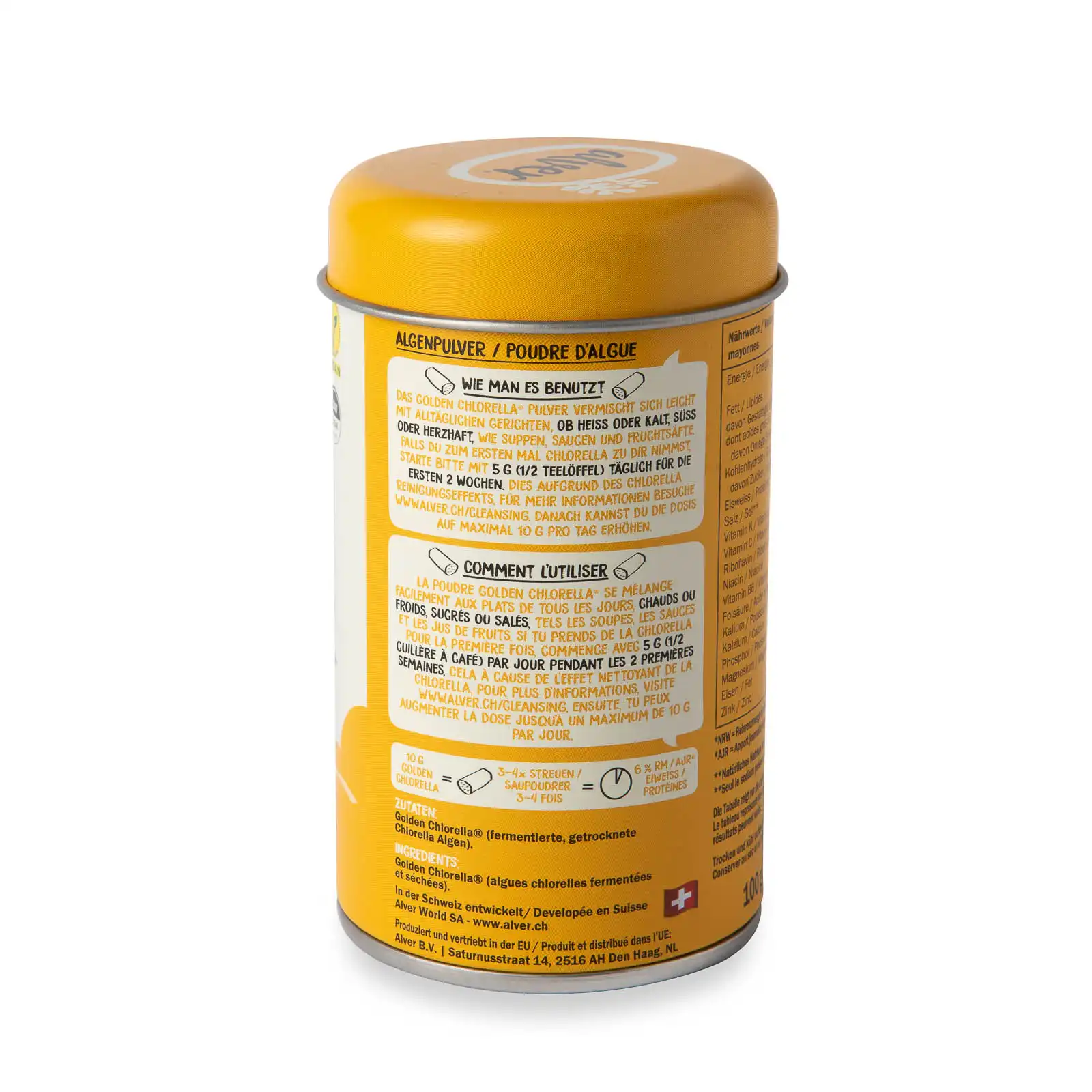 Alver Golden Chlorella fermentuotų mikrodumblių milteliai su vitaminais ir mineralais augalinių baltymų šaltinis 35 proc baltymų